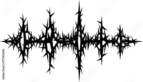 Black Spiky Abstract Soundwave Pattern