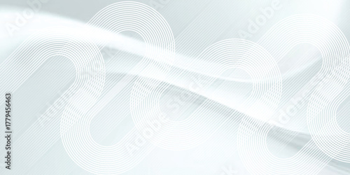 Minimal abstract background with white glowing geometric lines. Digital technology and big data analysis background. White background with plexus lines.