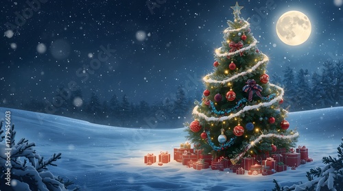 christmas tree with snow