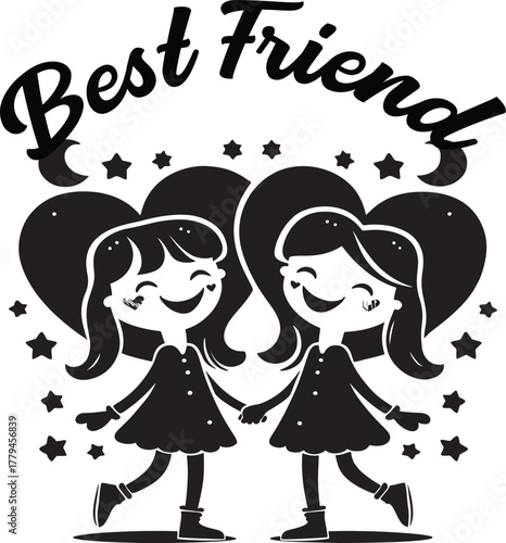 Best friend vector art illustration.