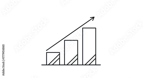 Simple line drawing of an upward trending bar graph with an arrow indicating growth.