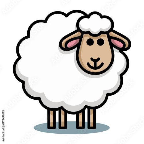 Cartoon Sheep Illustration A Cute and Fluffy Farm Animal.