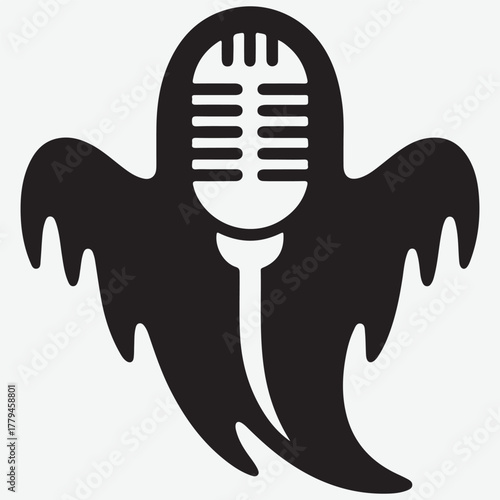 Ghostly Microphone Icon: Spooky Sound and Podcast Symbol