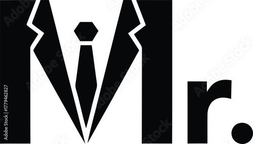 Black letter m logo stylized as a suit with a tie, accompanied by the text mr