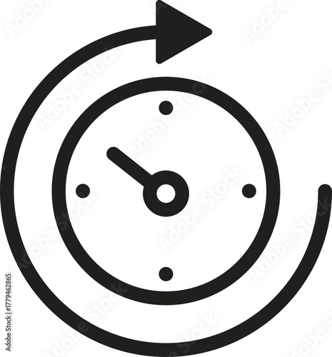 Time History Refresh Clock Line Art Icon.