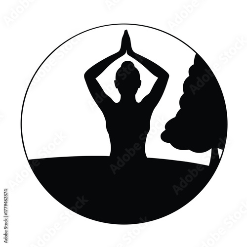 ilhouette of Yoga Instructor Teaching in Park