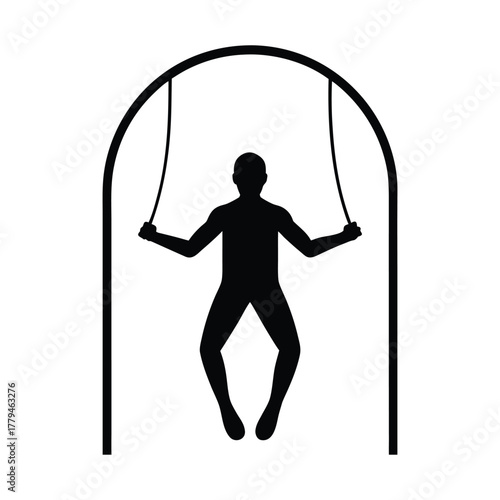 Silhouette of Man Jumping Rope in Open Gym