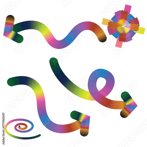 Colorful abstract arrows and swirls