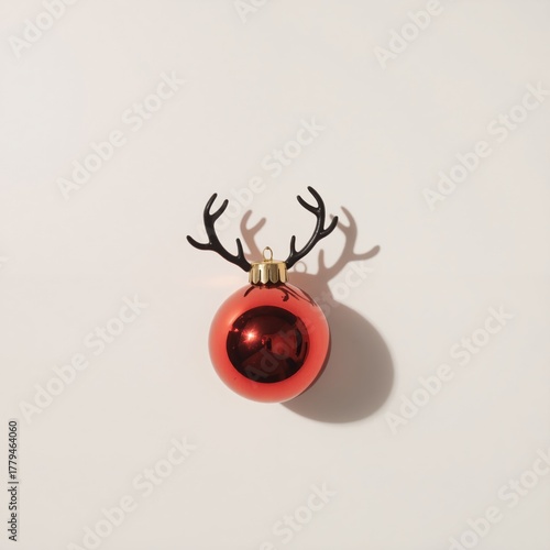 a red christmas ornament with antlers on it