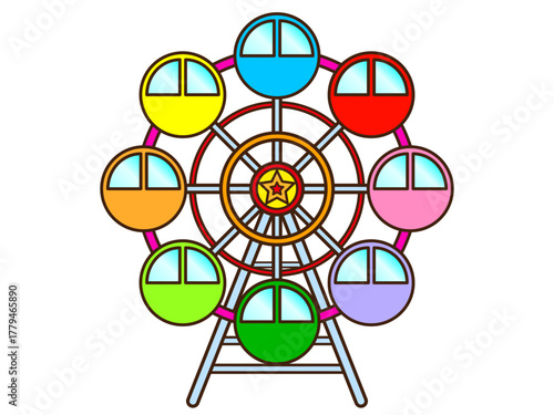 シンプルな遊園地の観覧車のイラスト素材