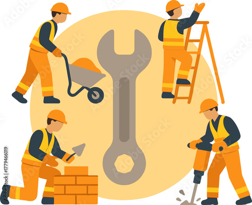 Construction Workers Team – Builders and Engineers at Work