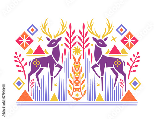 Deer of an abstract background