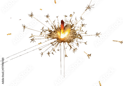 Festive sparkler burning brightly against a dark background for celebrations