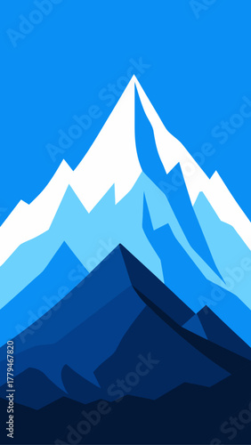 Illustration of a mountain range with snowy peaks