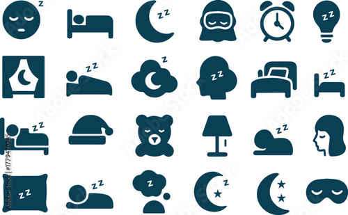 Sleep icon set isolated on white background for graphic design use