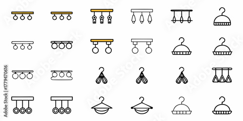 Collection of various clothes hangers and lighting fixtures in different styles and configurations design