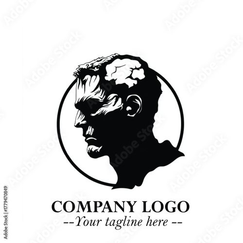 Head of Zombie Logo Symbol in Black on the White Background with Horror Minimal Vector Design