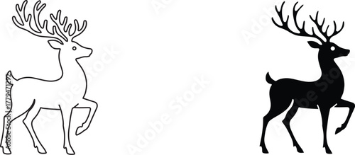 deer  icon vector graphic illustration  with white background flat hand made icon fill icon .