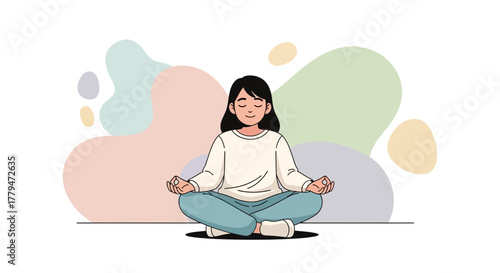 Woman Meditating In Lotus Position For Inner Peace and Self-Discovery