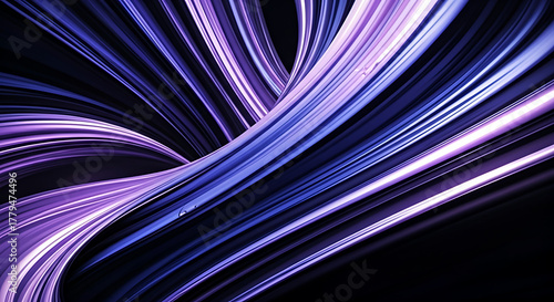 Abstract background concept of speed and energy with swirling violet and blue light streaks