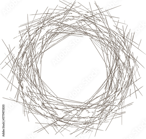 Carta da parati Abstract circular pattern of interwoven lines on a stark black background art