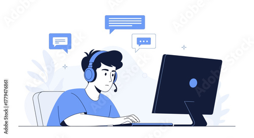 Young Professional Engaging In Remote Dialogue Using Modern Computer Technologies