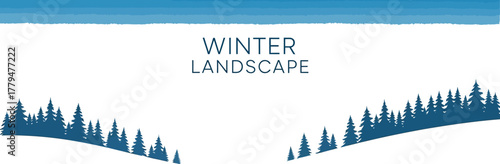 Serene winter landscape with snow covered hills and evergreen trees in soft light