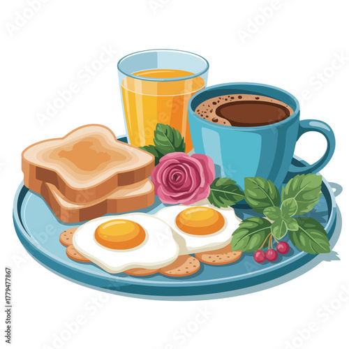 Cup of tea with cookies and cake on white background