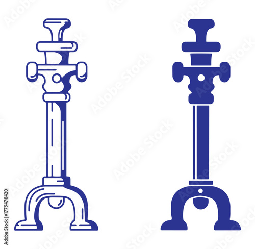 Vector illustration of two detailed vintage stylized candelabras in classic blue color on white background