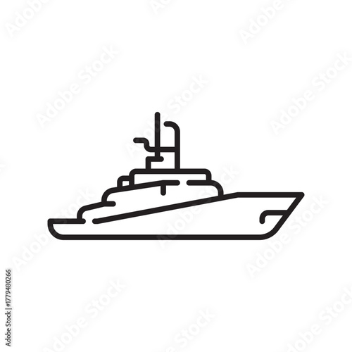 warship black line icon. Vector isolated element