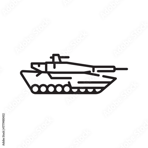 main battle tank black line icon. Vector isolated element