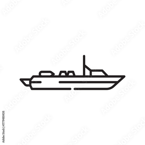 landing craft black line icon. Vector isolated element