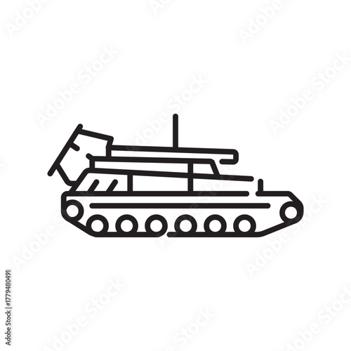 mortar system black line icon. Vector isolated element