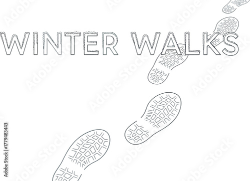 Footprints in the snow suggest winter walks and outdoor adventures in cold weather