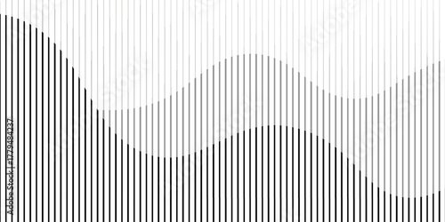 Abstract art geometric background with vertical lines. Optical illusion with waves and transition. Vector Illustration