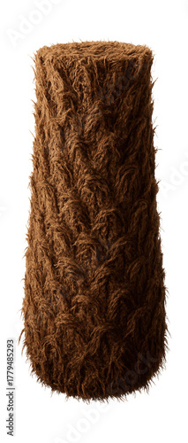 Fibrous, rough-textured trunk of a tree fern with a brown color.