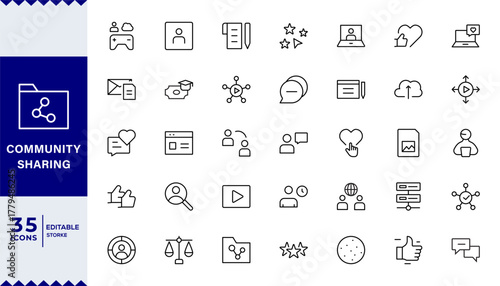 Pixel Perfect, Essential Social Sharing Icons. Professional Social Sharing Icon Set Vector Illustration. Most Useful Icons for Social Networks, Communication, and Content Sharing