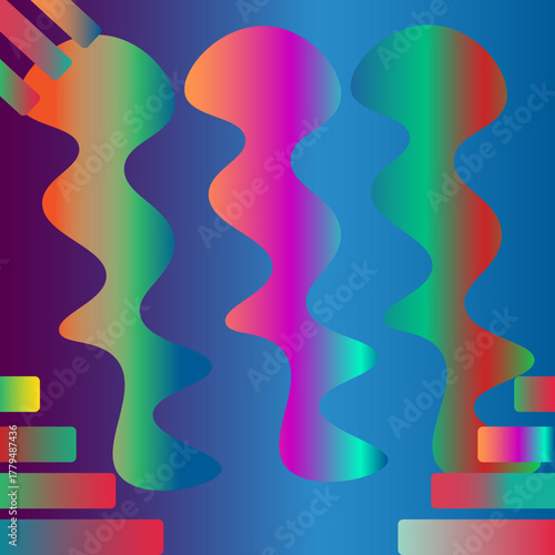 Vibrant abstract wavy gradient background with flowing organic shapes and vivid color palette. Vector