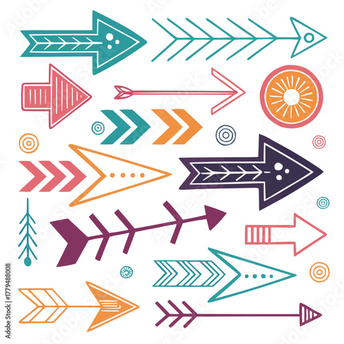 Origami paper arrow vector icons set for geometric design and direction symbols.