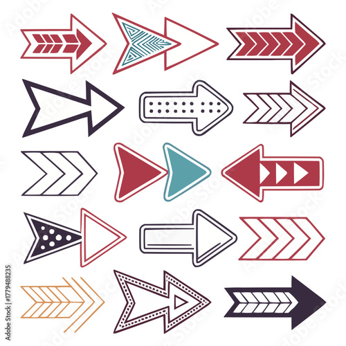 A colourful collection of vector arrow icons for web design and direction symbols.