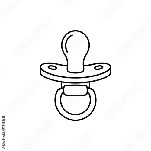 Baby pacifier. Line art vector illustration, isolated on a transparent background