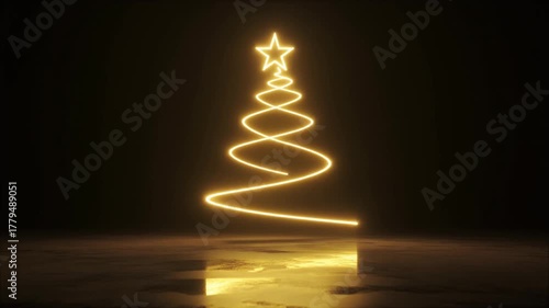 Dynamic Neon Christmas Tree Formation with Star Glow