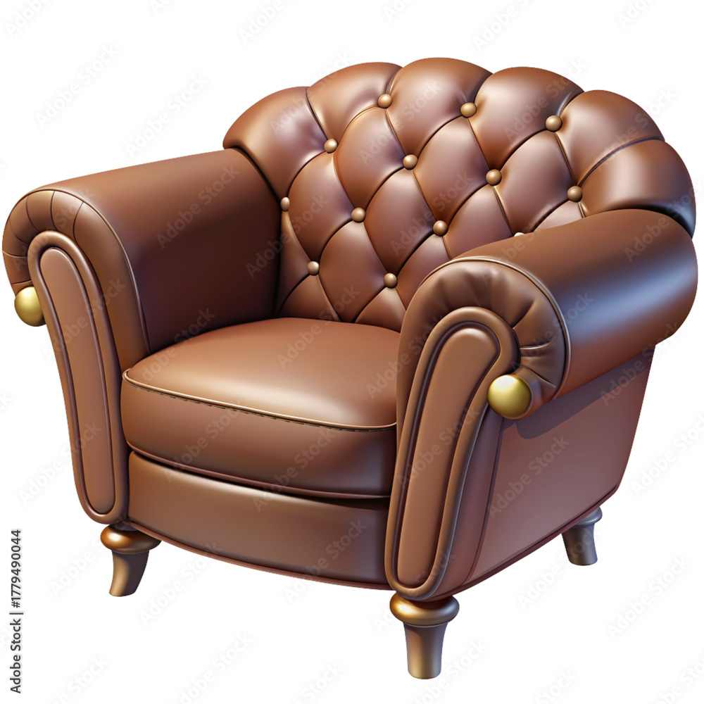 Fototapeta premium Vintage leather club chair furniture high resolution PNG photo