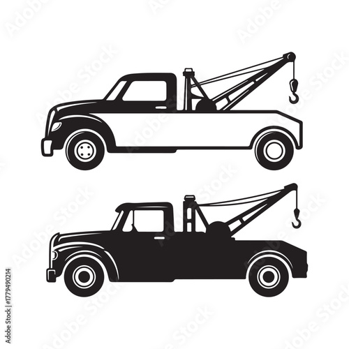 vector illustration of a truck towing