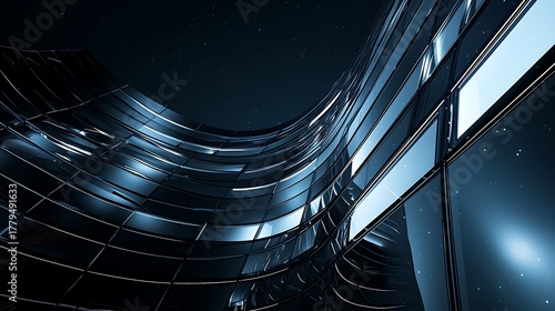 Fototapeta Naklejka Na Ścianę i Meble -  Futuristic architecture hallway with glowing lines high resolution picture