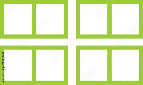 Vector collection of blank green grass frames for photo or art border design