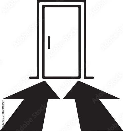 Entrance with converging arrows doorway door