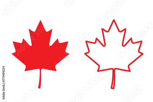 Maple leaf: canadian national symbol and outline