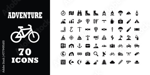 Adventure awaits with these 70 minimalist travel icons for branding, websites, and social media, perfect for outdoor enthusiasts and vacation planning