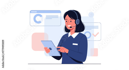 Customer Service Representative Working And Helping Clients With Modern Technology